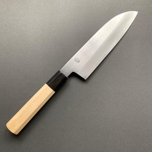 Santoku Knife, Shirogami 2 with iron cladding, Kasumi finish, Kikuzuki Kasumi range - Sakai Kikumori - Kitchen Provisions