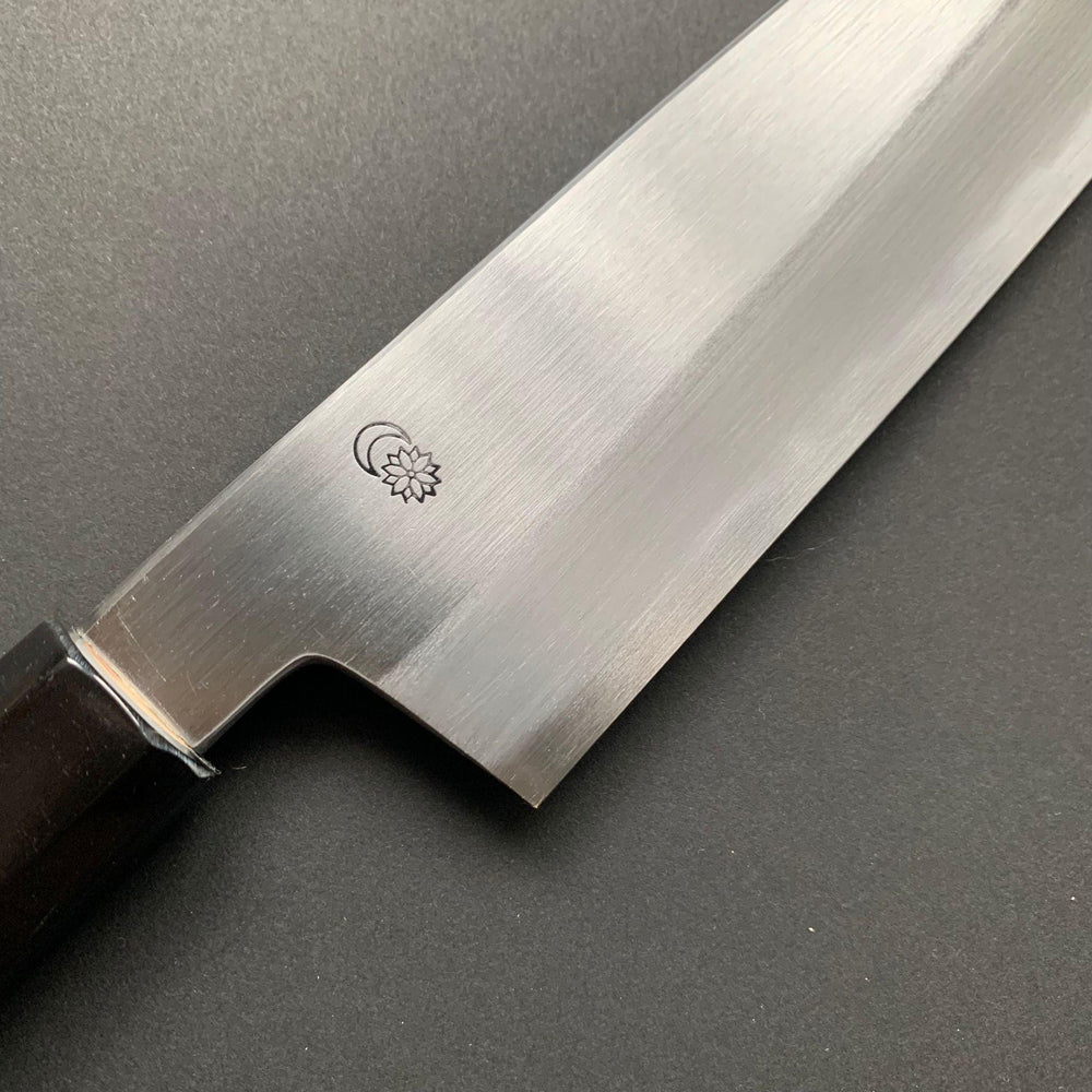 Santoku Knife, Shirogami 2 with iron cladding, Kasumi finish, Kikuzuki Kasumi range - Sakai Kikumori - Kitchen Provisions