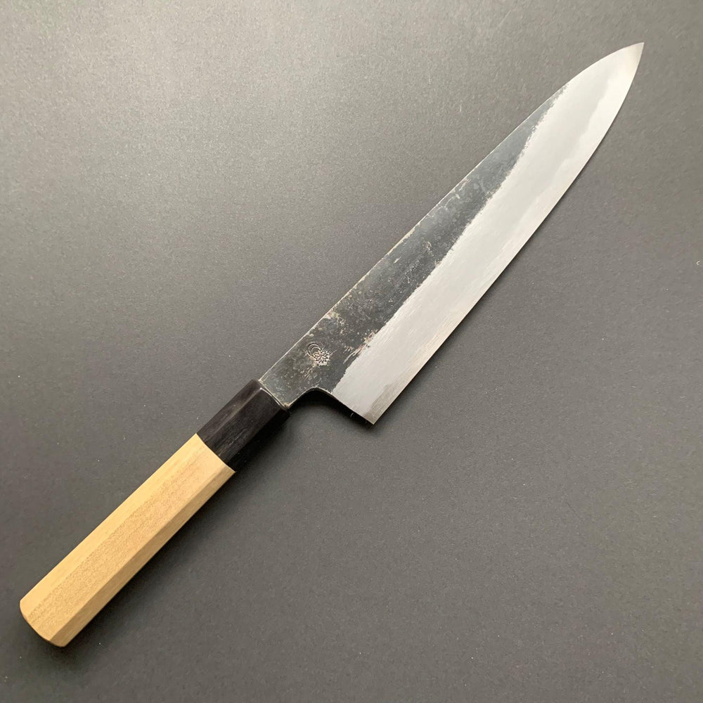 Gyuto Knife, Shirogami 2 with iron cladding, Kurouchi finish, Kikuzuki Kuro range - Sakai Kikumori - Kitchen Provisions