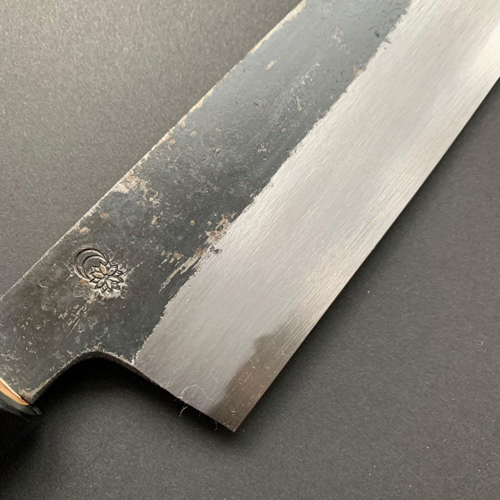 Gyuto Knife, Shirogami 2 with iron cladding, Kurouchi finish, Kikuzuki Kuro range - Sakai Kikumori - Kitchen Provisions
