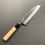 Santoku Knife, Shirogami 2 with iron cladding, Kurouchi finish, Kikuzuki Kuro range - Sakai Kikumori - Kitchen Provisions