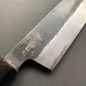 Santoku Knife, Shirogami 2 with iron cladding, Kurouchi finish, Kikuzuki Kuro range - Sakai Kikumori - Kitchen Provisions