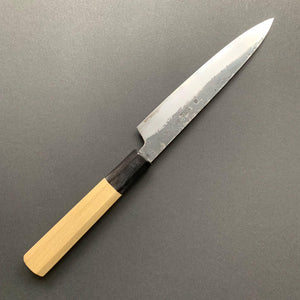 Petty Knife, Shirogami 2 with iron cladding, Kurouchi finish, Kikuzuki Kuro range - Sakai Kikumori - Kitchen Provisions