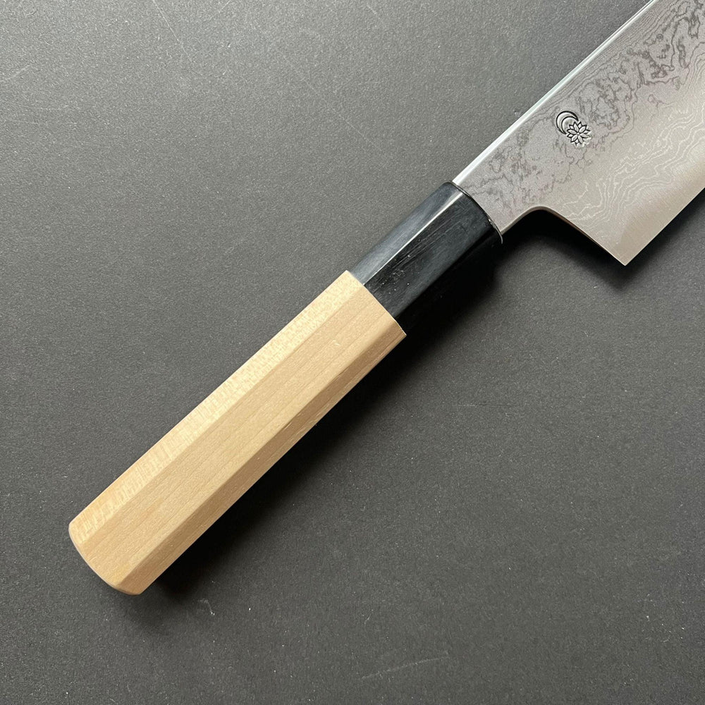 
            
                Load image into Gallery viewer, Santoku Knife, Aogami 1 with iron cladding, Damascus finish, Kikuzuki Uzu range - Sakai Kikumori - Kitchen Provisions
            
        