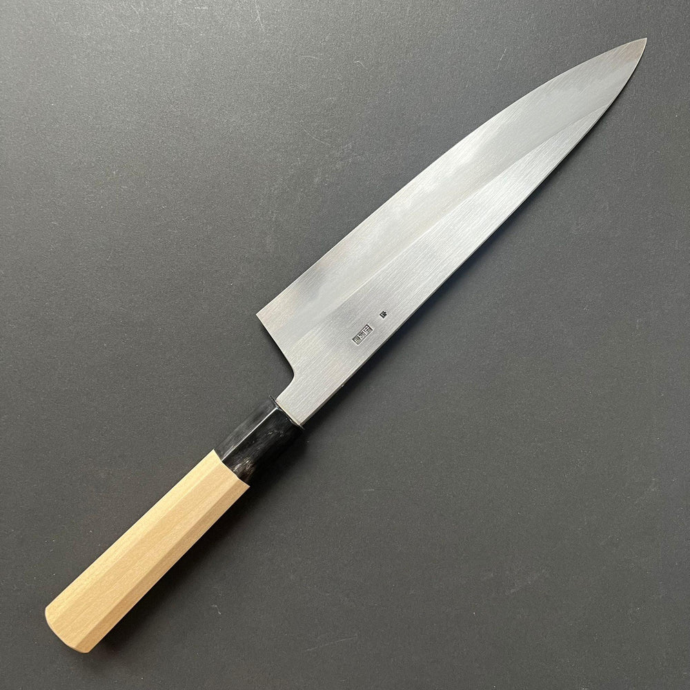 Gyuto Knife, Shirogami 2 with iron cladding, Kasumi finish, Kikuzuki Kasumi range - Sakai Kikumori - Kitchen Provisions