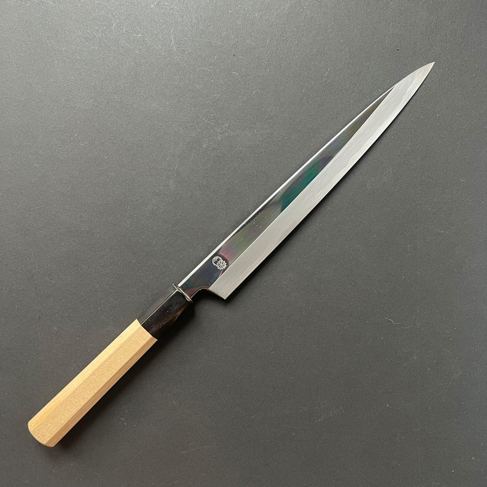 Yanagiba Knife, Shirogami 2 with iron cladding, mirror polished finish, Choyo range - Sakai Kikumori - Kitchen Provisions