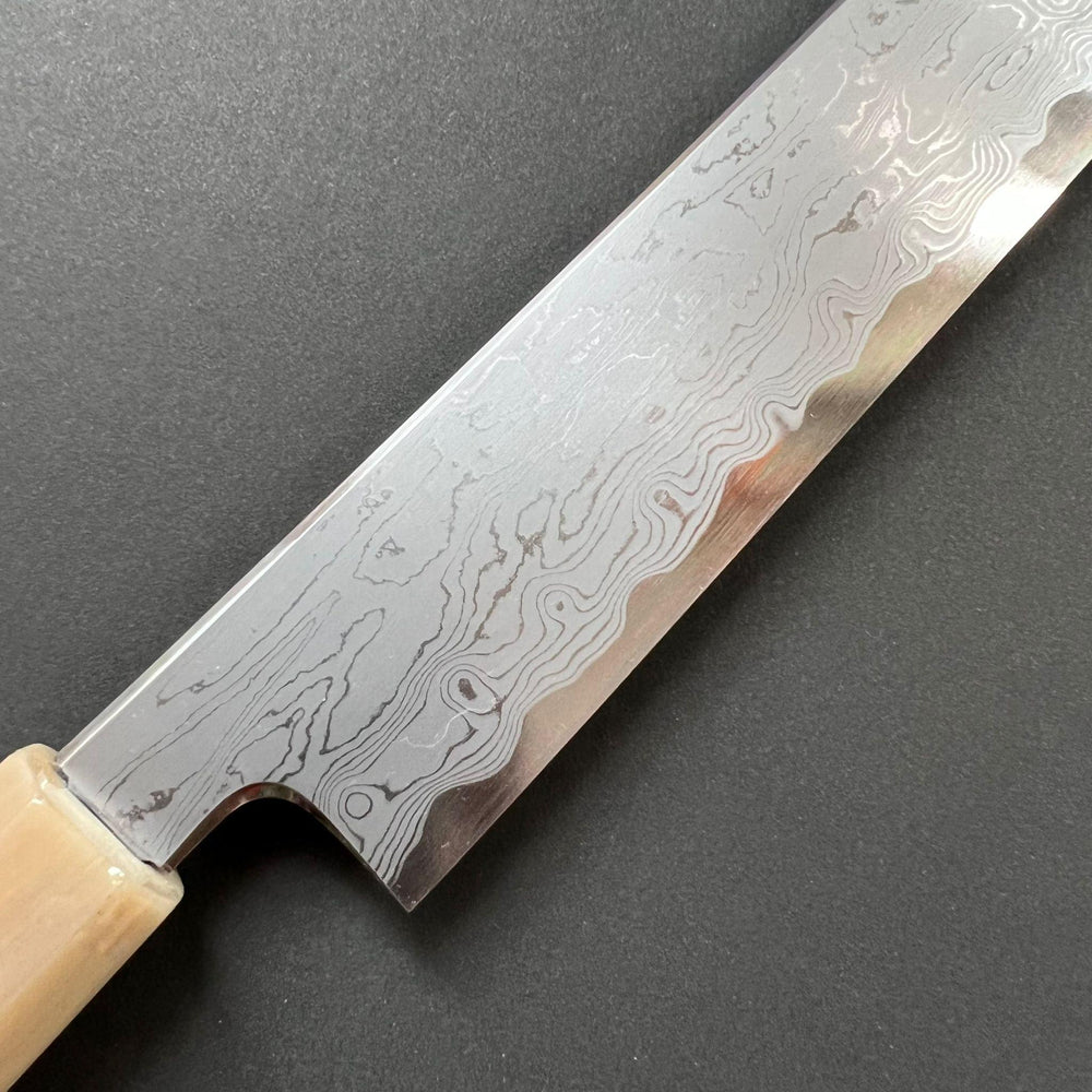 Sakimaru Sujihiki knife, Aogami 1 carbon steel with Iron clad, Damascus finish - Nakagawa Hamono - Kitchen Provisions