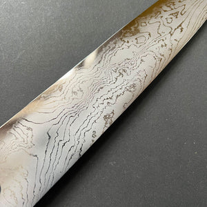 Gyuto knife, Shirogami 2 with iron cladding, Hand Laminated Damascus finish, Hyomon range - Hatsukokoro - Kitchen Provisions