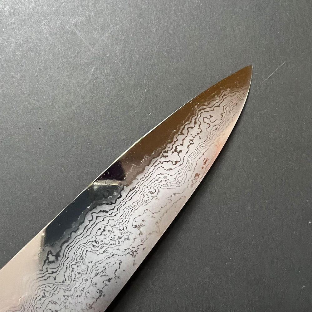 Gyuto knife, Shirogami 2 with iron cladding, Hand Laminated Damascus finish, Hyomon range - Hatsukokoro - Kitchen Provisions