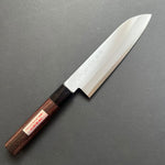 Santoku knife, Aogami Super carbon steel core with stainless steel cladding, Polished finish - Miki Hamono - Kitchen Provisions