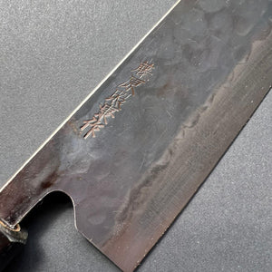 Santoku knife, Aogami super with stainless steel cladding, kurouchi finish, Denke range, Japanese handle - Fujiwara - Kitchen Provisions