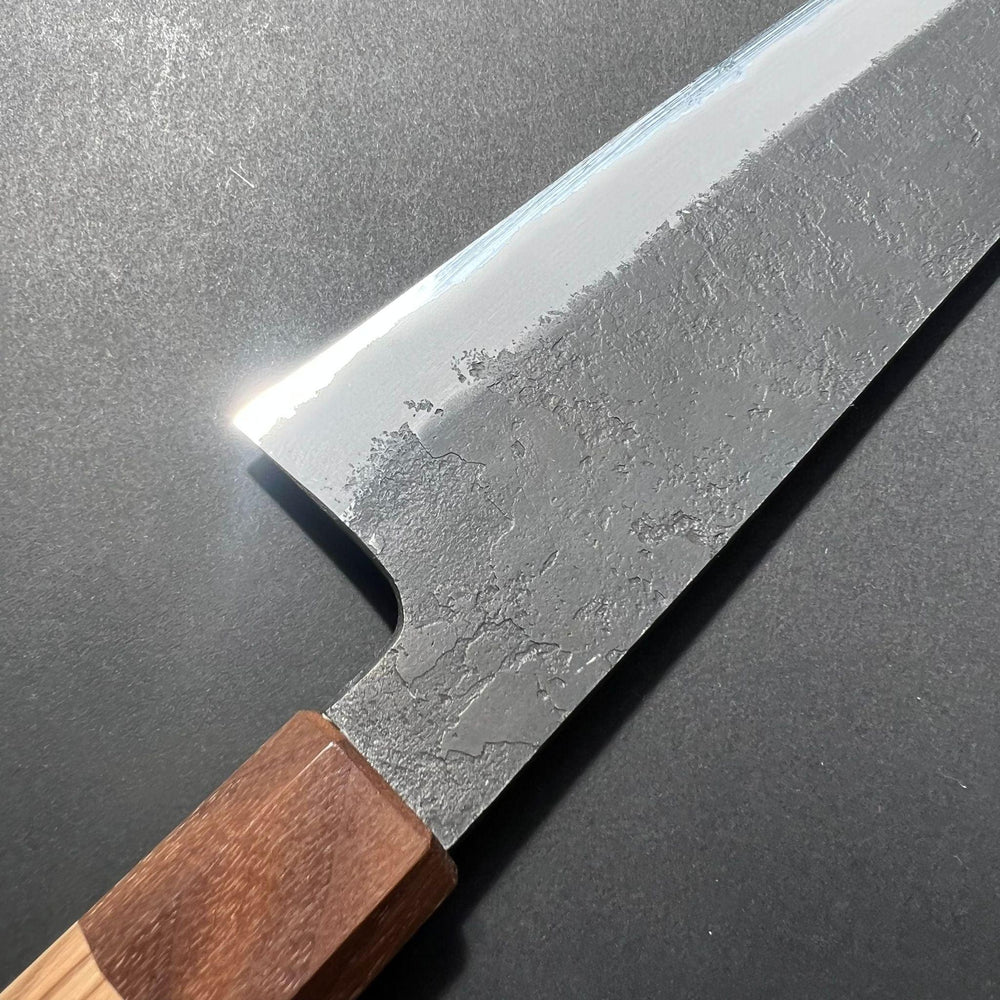 Gyuto knife, Shirogami 2 with stainless steel cladding, Kurouchi and Nashiji finish - Mutsumi Hinoura - Kitchen Provisions