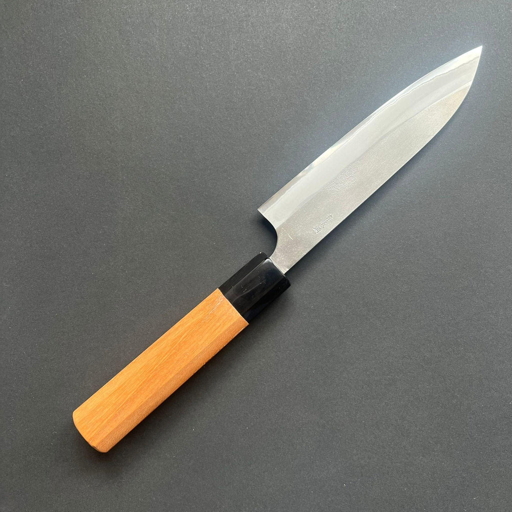 Petty knife, Aogami 2 carbon steel with stainless steel cladding, nashiji finish - Gihei - Kitchen Provisions