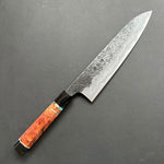 Gyuto knife, Aogami 1 with soft iron / Aogami 2 Damascus and Kurouchi finish - Manaka Kisuke - Kitchen Provisions