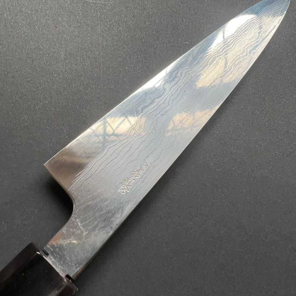 Petty knife, Aogami 1 with iron cladding, Damascus finish, Komorebi range - Hatsukokoro - Kitchen Provisions