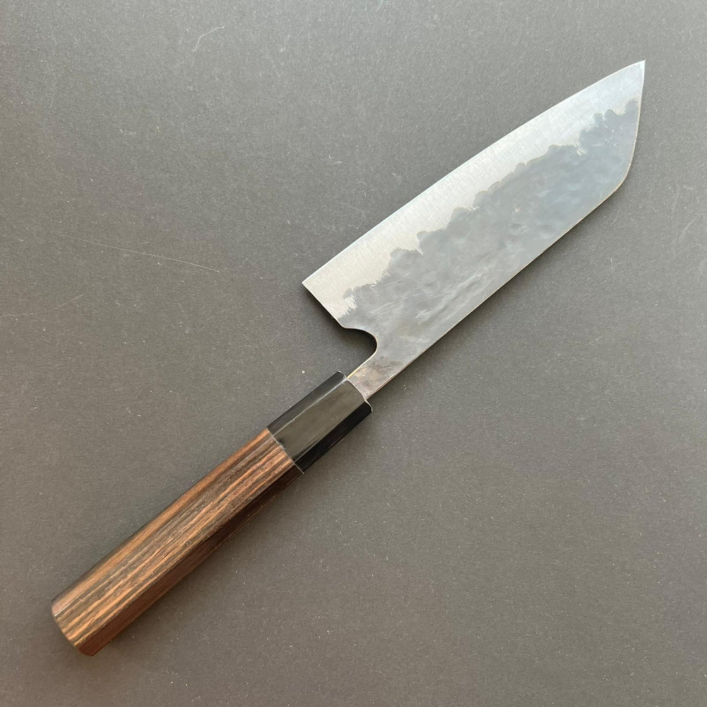 
            
                Load image into Gallery viewer, Santoku knife, Aogami super with stainless steel cladding, kurouchi finish, Denke range, Ebony wood handle - Fujiwara - Kitchen Provisions
            
        