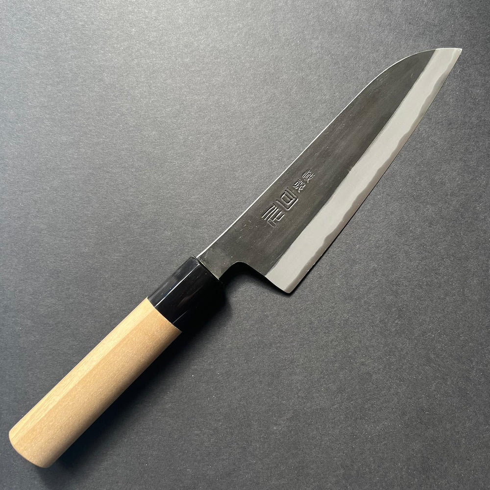 
            
                Load image into Gallery viewer, Santoku knife, Shirogami 2 with Iron cladding, Kurouchi finish - Tsukasa Hinoura - Kitchen Provisions
            
        