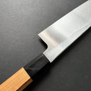 Single bevel Kiritsuke Gyuto knife, shirogami 2 with Iron cladding, polished finish - Hatsukokoro Shirasagi - Kitchen Provisions