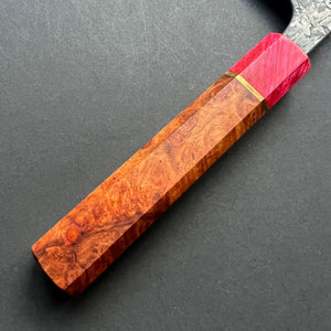 Gyuto knife, Aogami 1 with soft iron cladding,  Damascus and Kurouchi finish - Manaka Kisuke