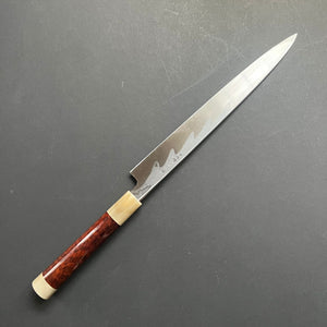 Yanagiba knife, Aogami 1 with iron cladding, Damascus finish - Nakagawa Hamono