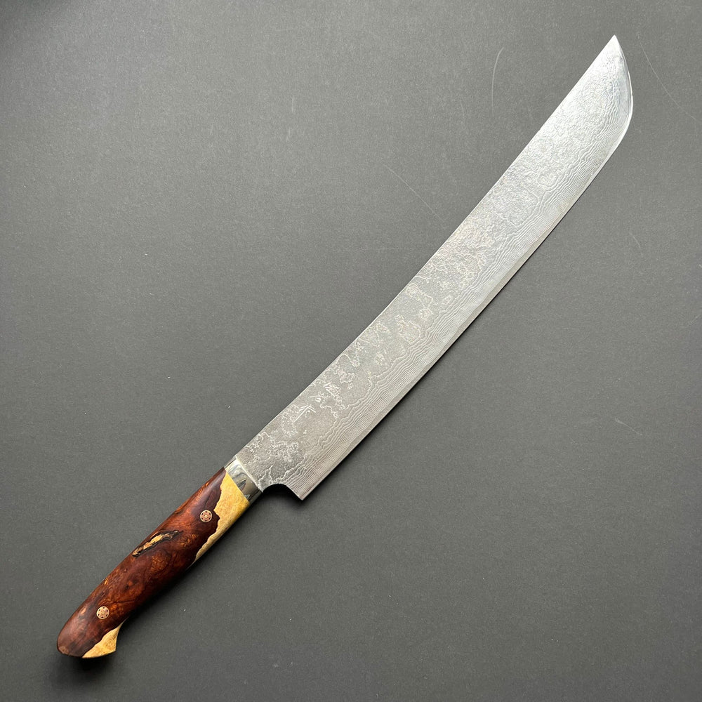 Sakimaru Sujihiki knife, SG2 powder steel with stainless steel cladding, Damascus finish - Saji