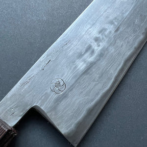 Tsubaki Kiritsuke knife, Aogami 2 Carbon steel with Watetsu cladding, Etched finish, honwarikomi construction - Miyazaki