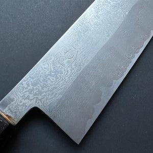 Tsubaki Kiritsuke knife, Ginsan stainless steel, Damascus finish, honwarikomi construction - Miyazaki