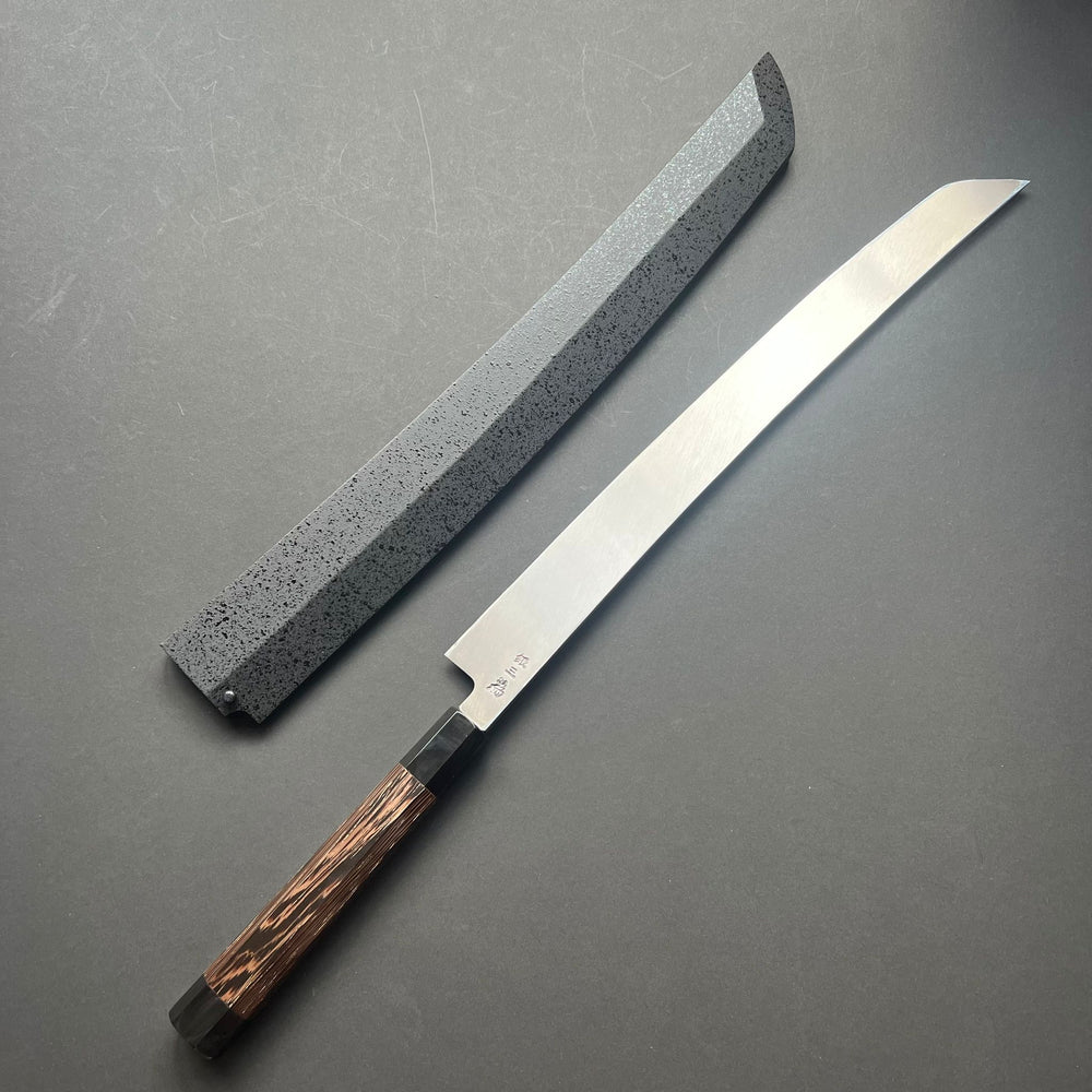 Sakimaru Yanagiba knife, GInsan stainless steel with stainless steel cladding, Migaki finish - Sakai Takayuki