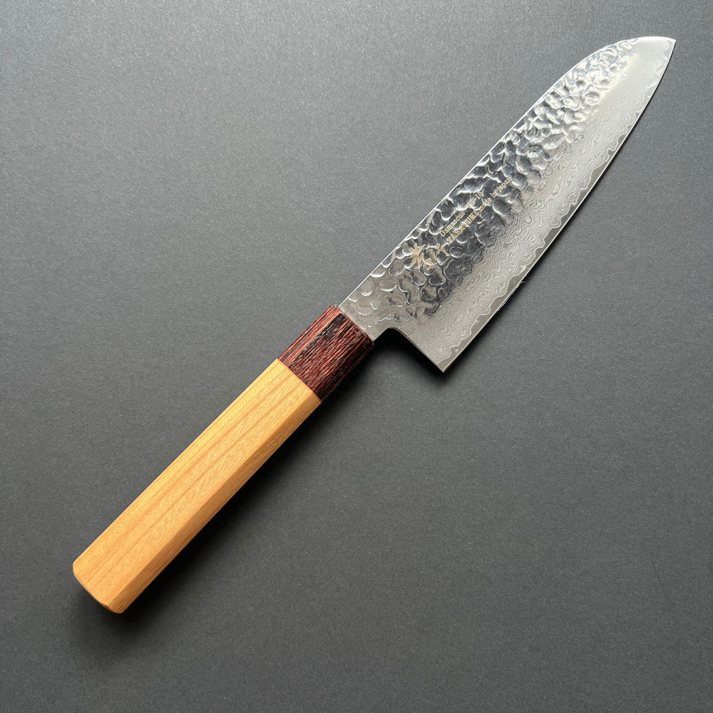 Santoku knife, VG10 stainless steel, Damascus Tsuchime finish, Wa handle - Sakai Takayuki