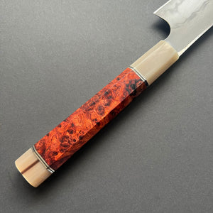 Honyaki Kiritsuke Yanagiba knife, Shirogami 1 Carbon Steel, etched finish - Nigara