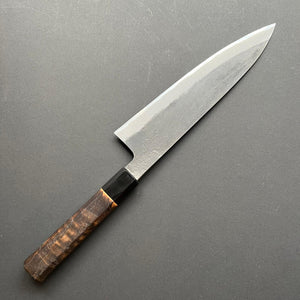 Gyuto knife, Shirogami 2 with stainless steel cladding, Kurouchi and Nashiji finish - Mutsumi Hinoura