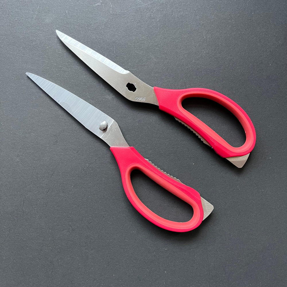 Japanese kitchen scissors - TKG, red handles, stainless steel - Kitchen Provisions