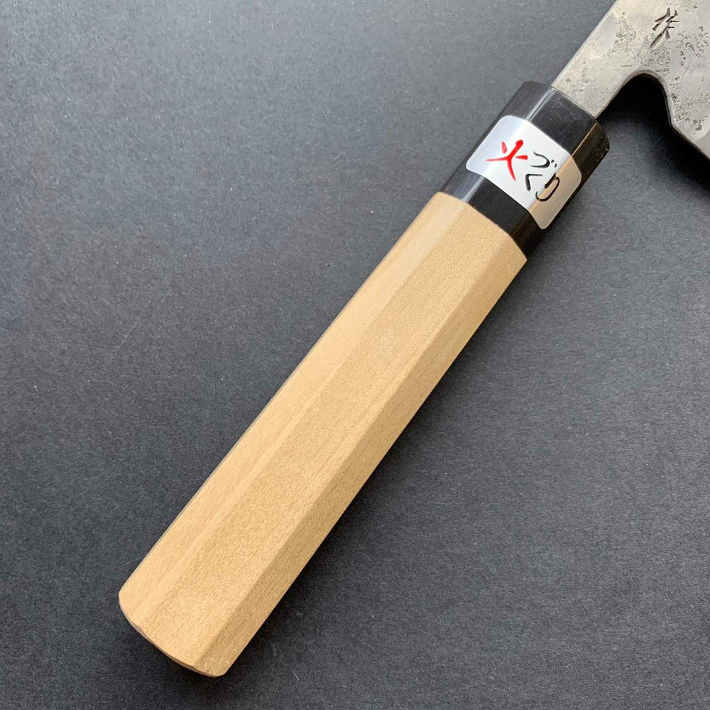 Gyuto knife, Shirogami 1 with stainless steel cladding, nashiji finish, Maboroshi range, wa handle - Fujiwara - Kitchen Provisions