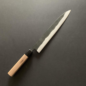 Double bevel Yanagiba knife, shirogami 1, kurouchi finish - Nishida - Kitchen Provisions