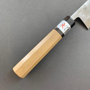 Petty knife, Shirogami 1 with stainless steel cladding, nashiji finish, Maboroshi range, wa handle - Fujiwara - Kitchen Provisions