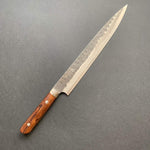 Sujihiki knife, Aogami Super carbon steel, Kurouchi and Tsuchime finish - Saji - Kitchen Provisions