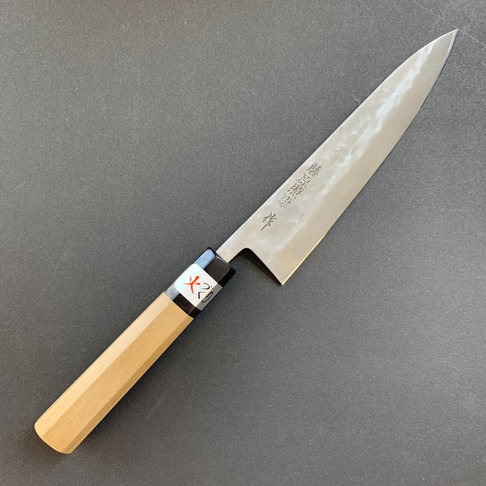 Petty knife, Shirogami 1 with stainless steel cladding, nashiji finish, Maboroshi range, wa handle - Fujiwara - Kitchen Provisions
