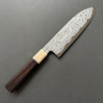 Santoku knife, Aogami 1 carbon steel, Damascus finish with acid etch - Nakagawa Hamono x Myojin Naohito - Kitchen Provisions