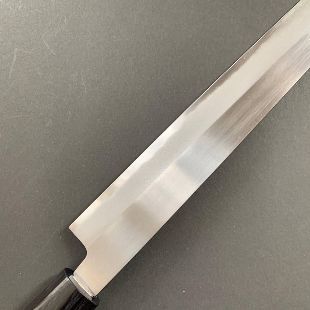 Double bevel Yanagiba knife, shirogami 1 carbon steel, polished finish - Masanobu Okada - Kitchen Provisions