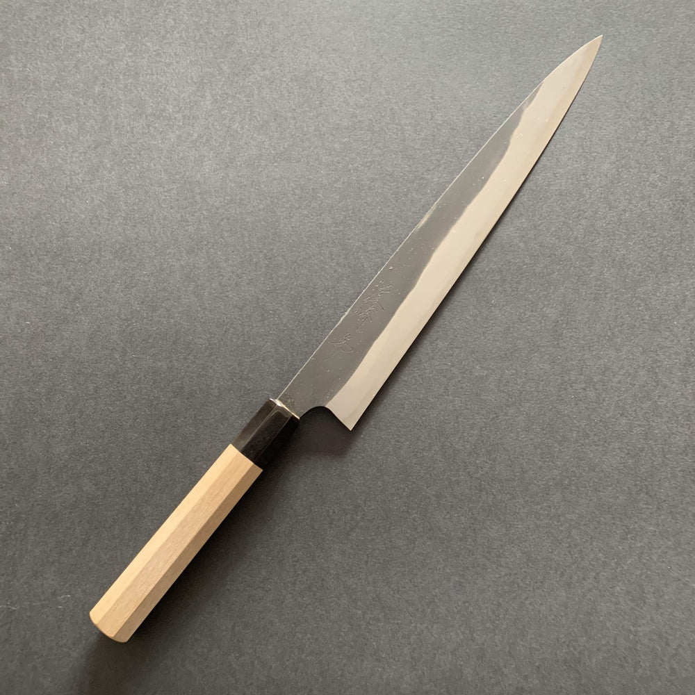 Sujihiki knife, Shirogami 2 with iron cladding, Kurouchi finish - Naoki Mazaki - Kitchen Provisions