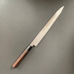 Double bevel Yanagiba knife, shirogami 1 carbon steel, polished finish - Masanobu Okada - Kitchen Provisions