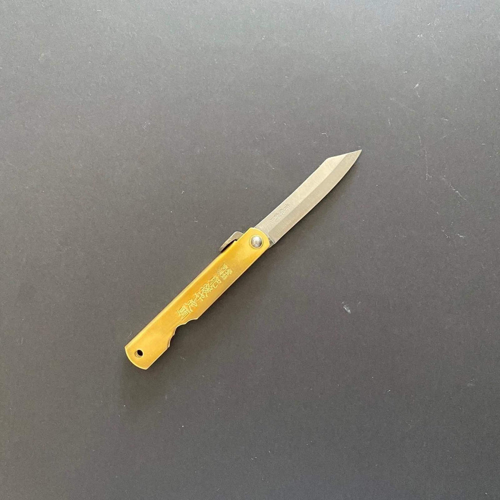 
            
                Load image into Gallery viewer, Higonokami - Japanese folding penknife, brass handle - Kitchen Provisions
            
        