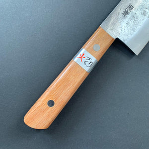 
            
                Load image into Gallery viewer, Santoku knife, Shirogami 1 with stainless steel cladding, Nashiji range, brown western handle - Fujiwara - Kitchen Provisions
            
        