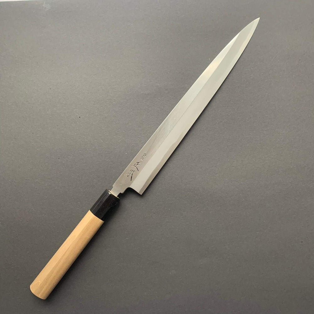 
            
                Load image into Gallery viewer, Yanagiba knife, Shirogami 2 steel, kasumi finish - Masamoto - Kitchen Provisions
            
        